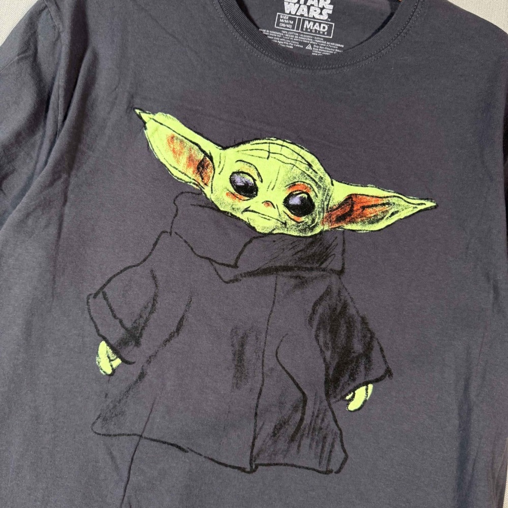 Star‎ Wars Grogu Baby Yoda Sketch Graphic T-Shirt Charcoal Gray Mens Medium